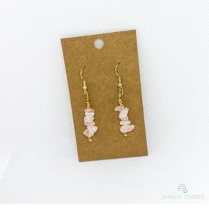 Rose Quartz handmade earrings on gold